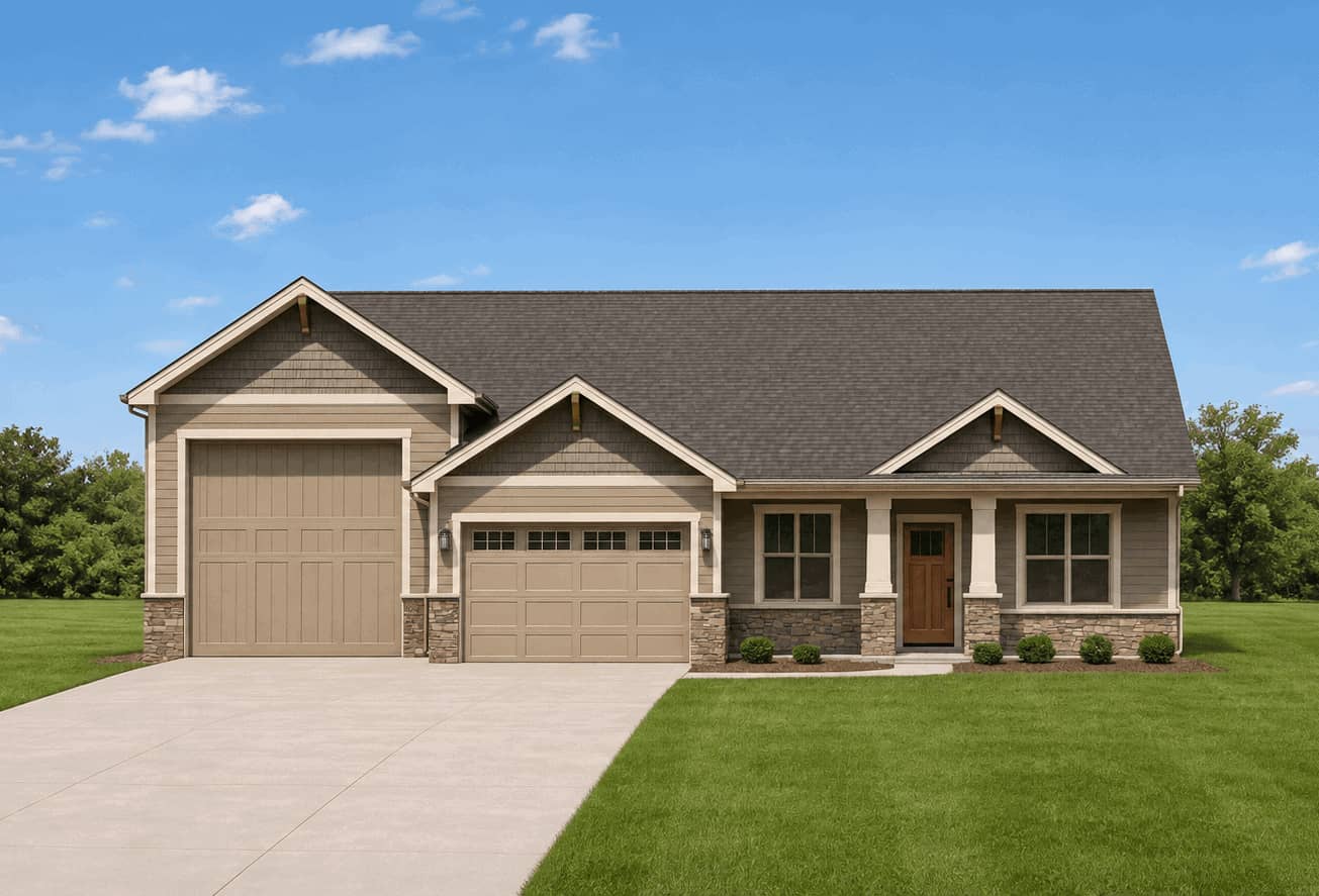 A Craftsman home with covered front porch, tapered columns, and gable roofline. 3 beds, 2.5 baths, 1,980 sq ft - Plan #162-1127