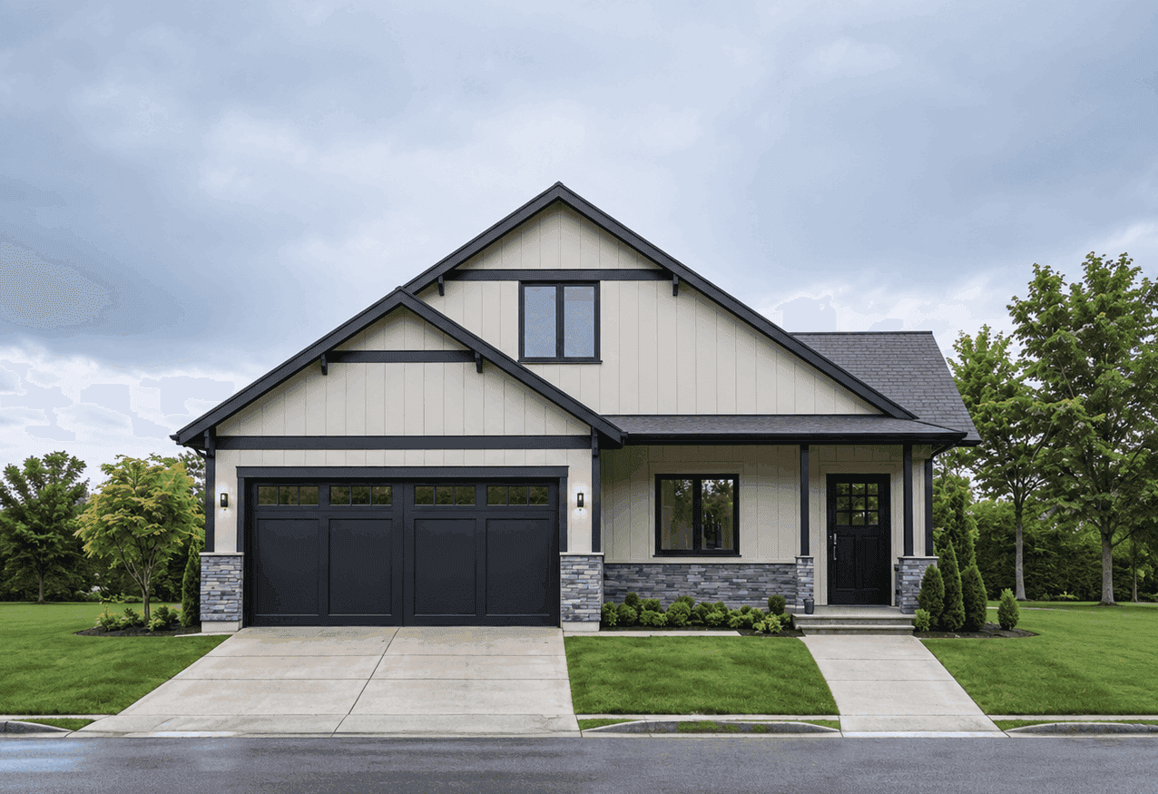 A 1.5-story Craftsman home with covered front porch, stone and shake siding, and gable roofline. 4 beds, 2 baths, 1,696 sq ft - Plan #162-1137