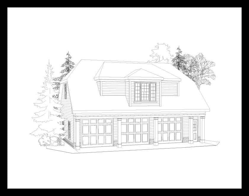 This is a 3D rendering of these Garage Plans.