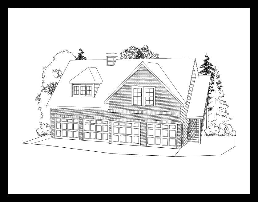 This is the front elevation for these Garage Plans.