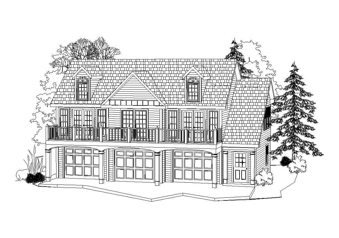 This is the front elevation for these Garage Plans.