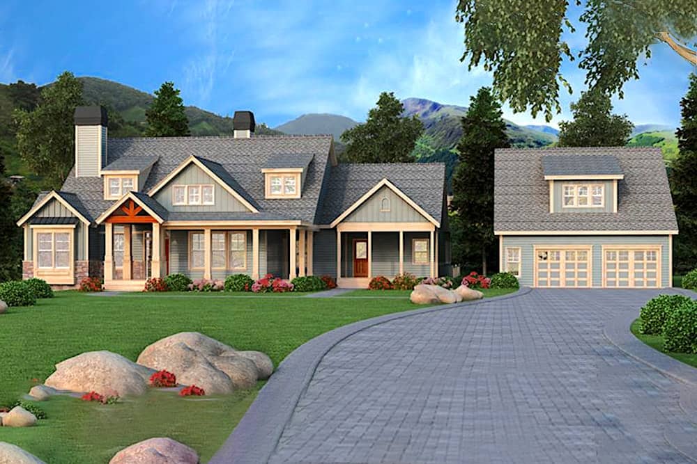 Craftsman home plan (ThePlanCollection: House Plan #163-1063)