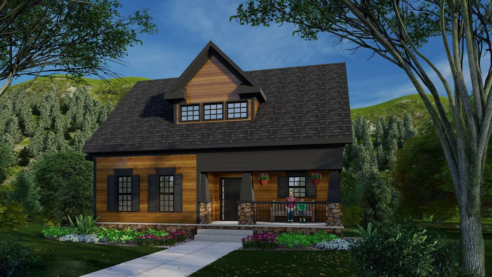 Front elevation of Farmhouse home (ThePlanCollection: House Plan #163-1078)