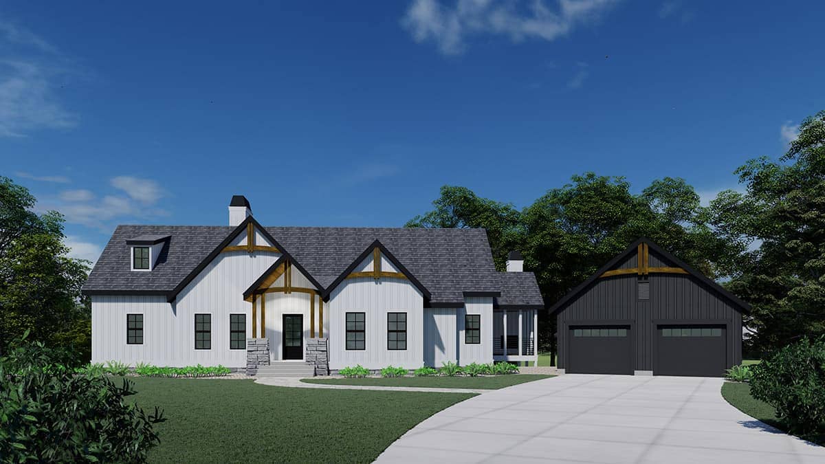 Front elevation of Contemporary home (ThePlanCollection: House Plan #163-1094)