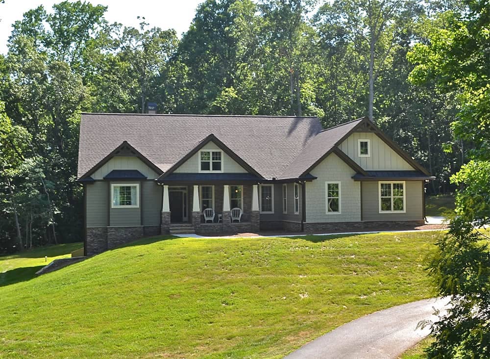 Front elevation of Craftsman home (ThePlanCollection: House Plan #163-1101)