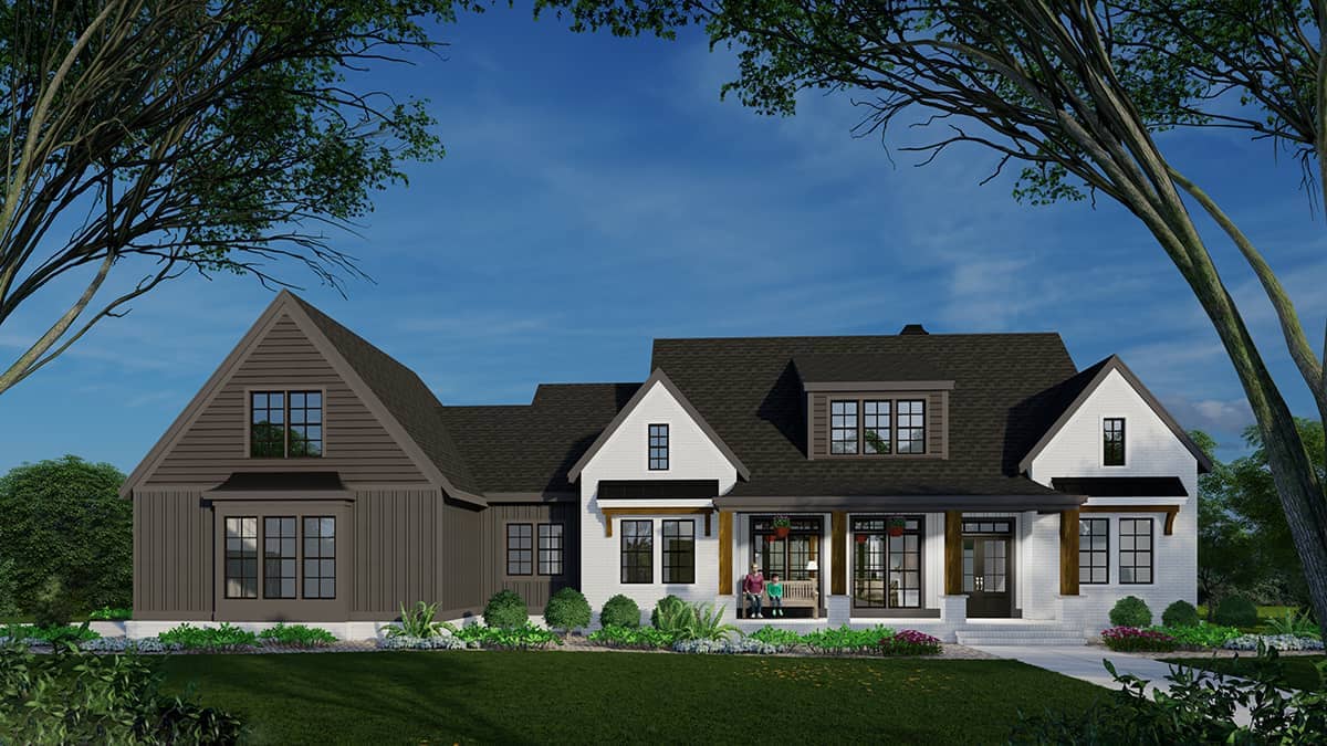 Front elevation of Ranch home (ThePlanCollection: House Plan #163-1107)