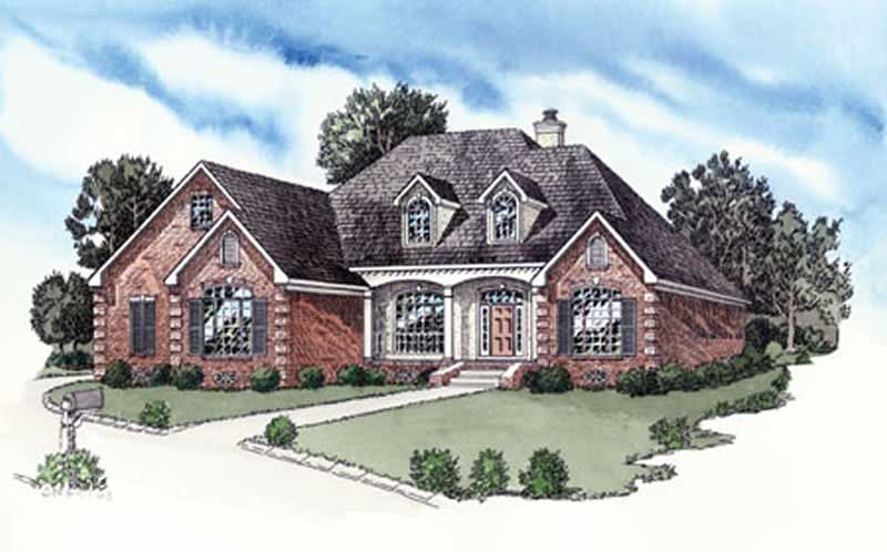 Front elevation of European home (ThePlanCollection: House Plan #164-1269)