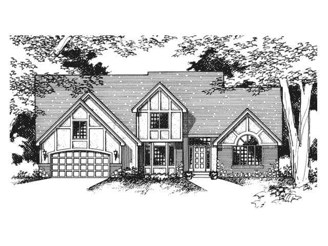 Tudor Homeplans CLS-2503 front elevation redering.