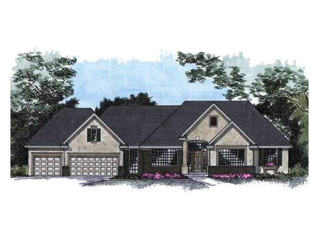 Shown is the front elevation for these Ranch House Plans.