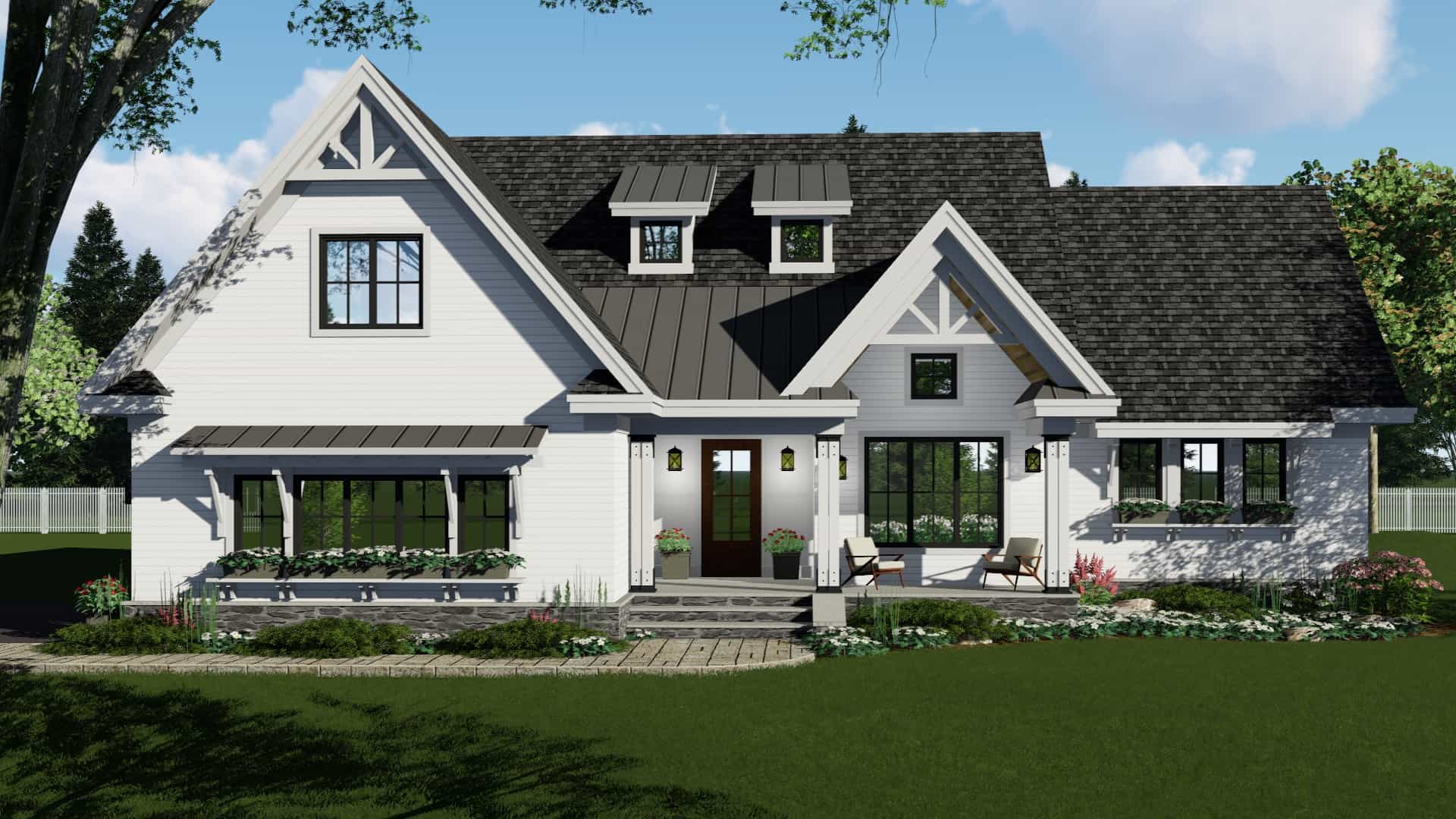 Front elevation of Ranch home (ThePlanCollection: House Plan #165-1176)