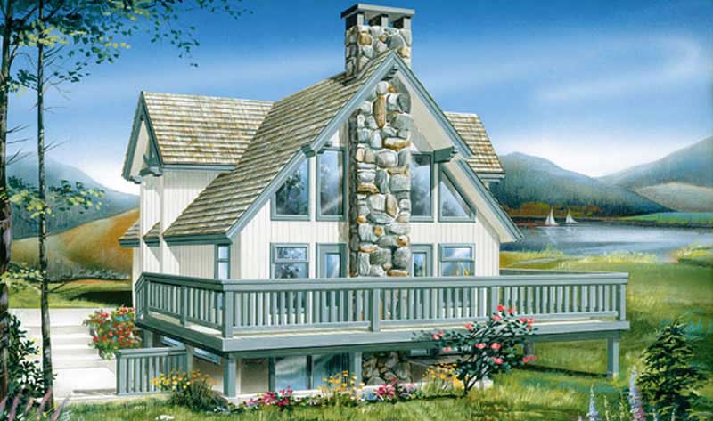 Front elevation of Lake home (ThePlanCollection: House Plan #167-1041)