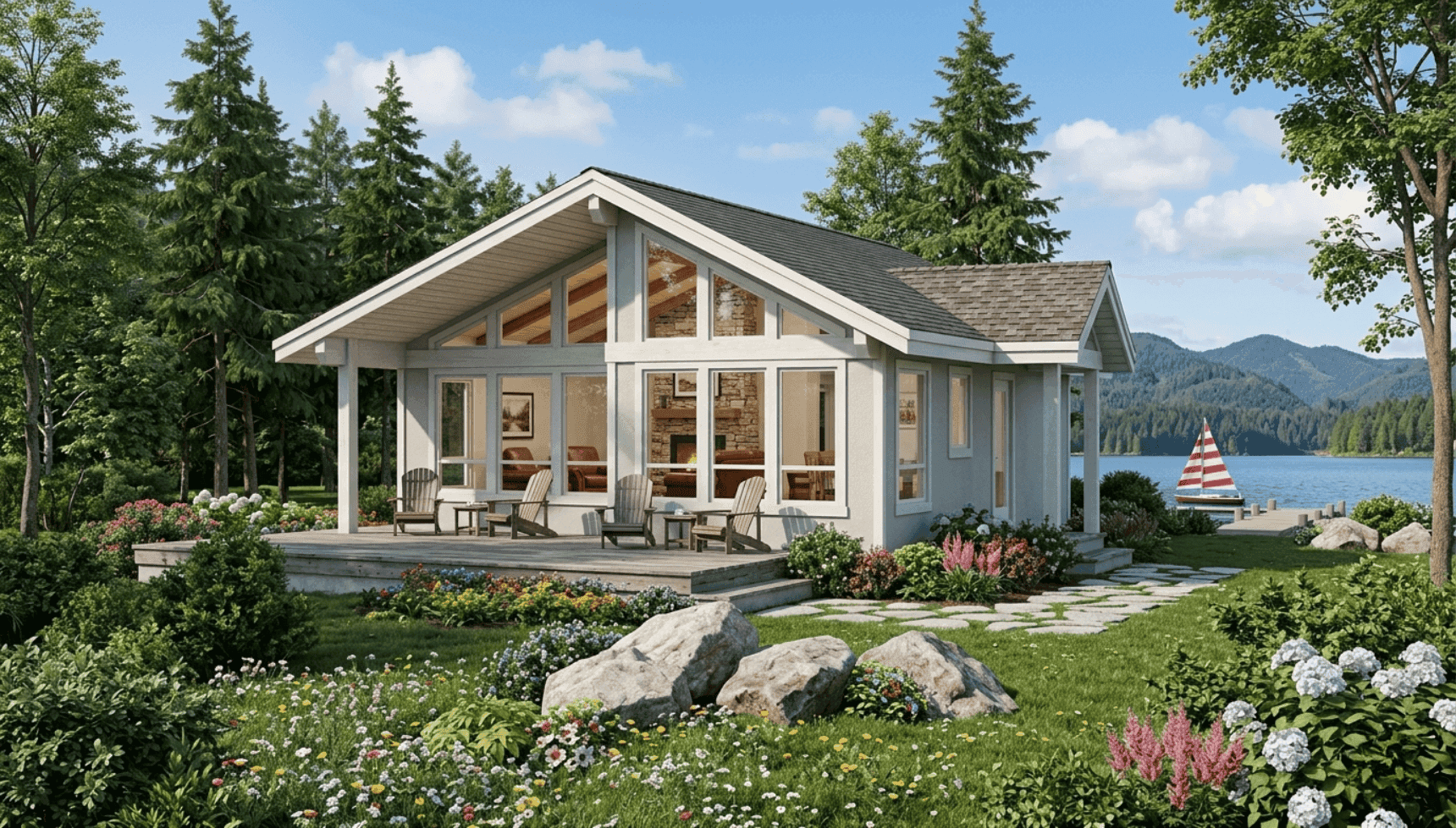 Front elevation of Lake home (ThePlanCollection: House Plan #167-1286)