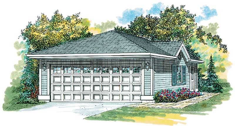 Rendering of Garage plan (ThePlanCollection: House Plan #167-1304)