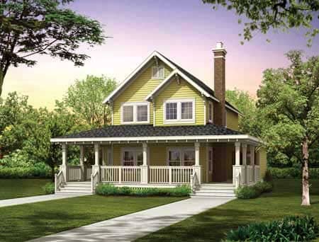 Front elevation of Farmhouse home (ThePlanCollection: House Plan #167-1486)