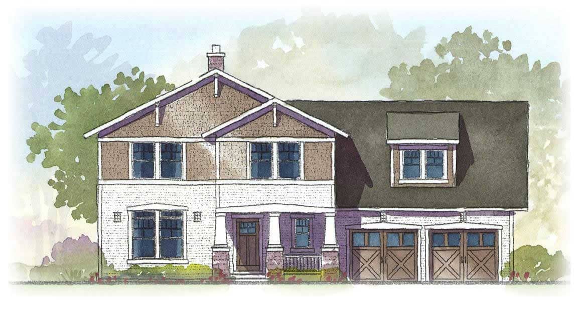 This is a colored rendering of these Craftsman Home Plans.