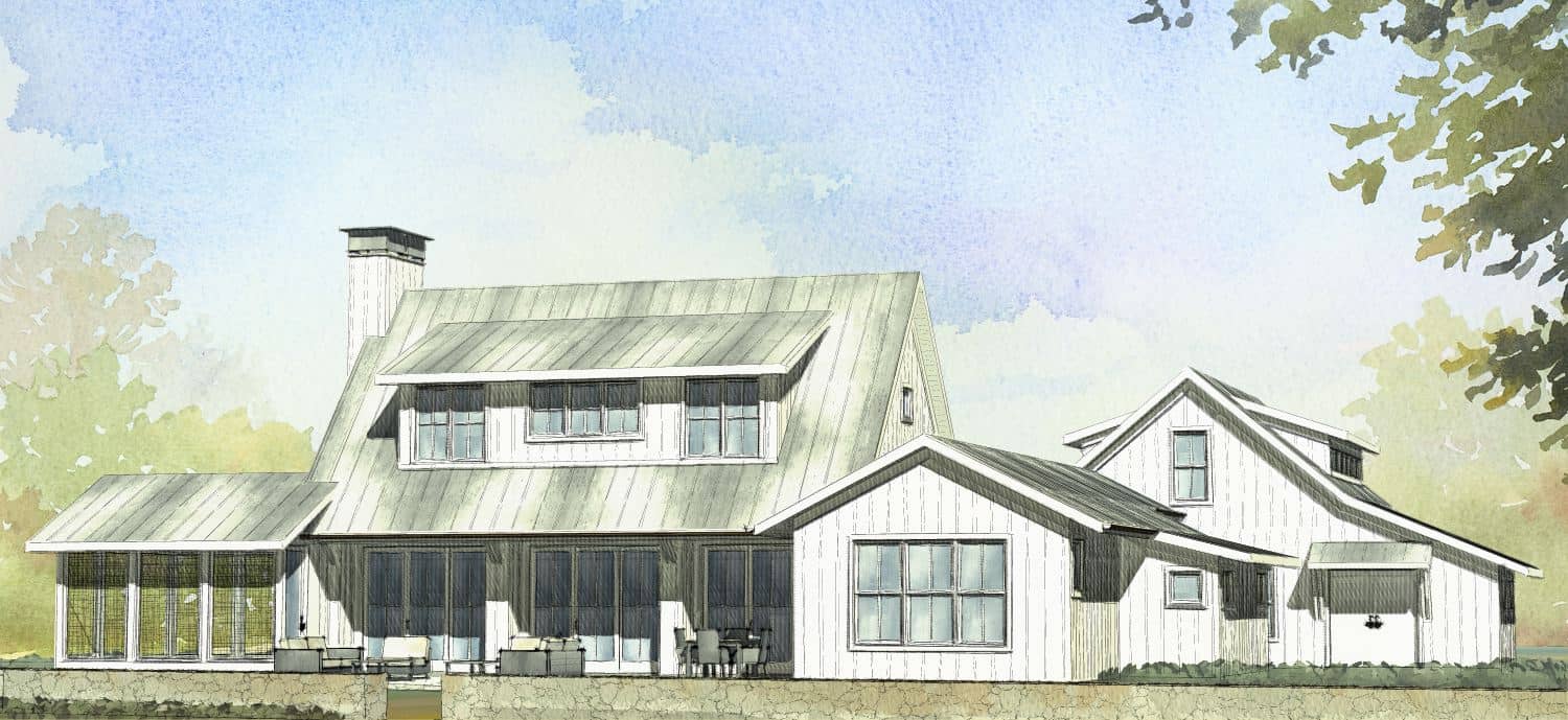 Front elevation of Modern Farmhouse home (ThePlanCollection: House Plan #168-1065)