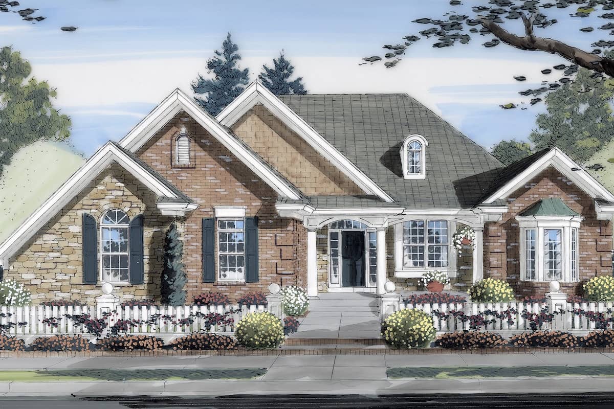 Country Ranch home plan (ThePlanCollection: House Plan #169-1026)