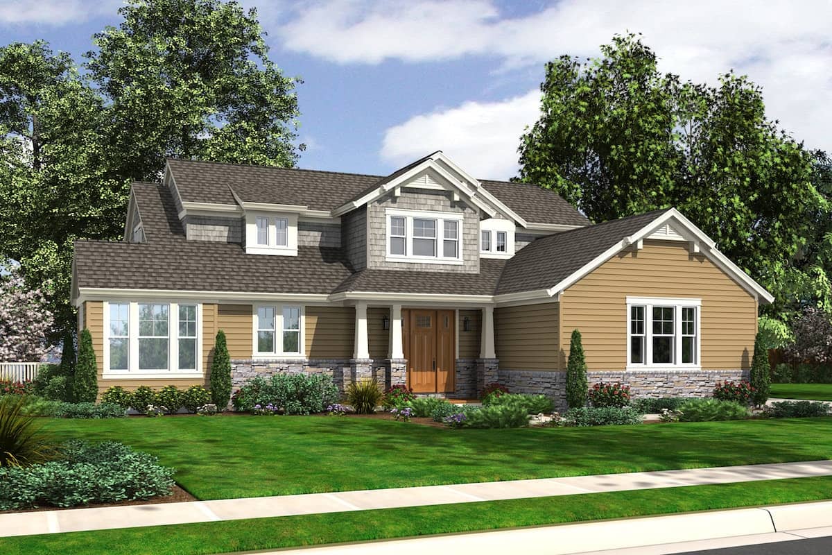 Craftsman Contemporary home plan (ThePlanCollection: House Plan #169-1102)