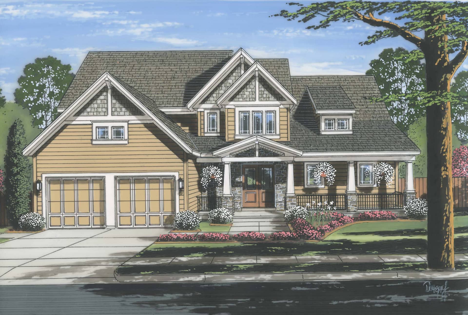 Front elevation of Luxury home (ThePlanCollection: House Plan #169-1114)