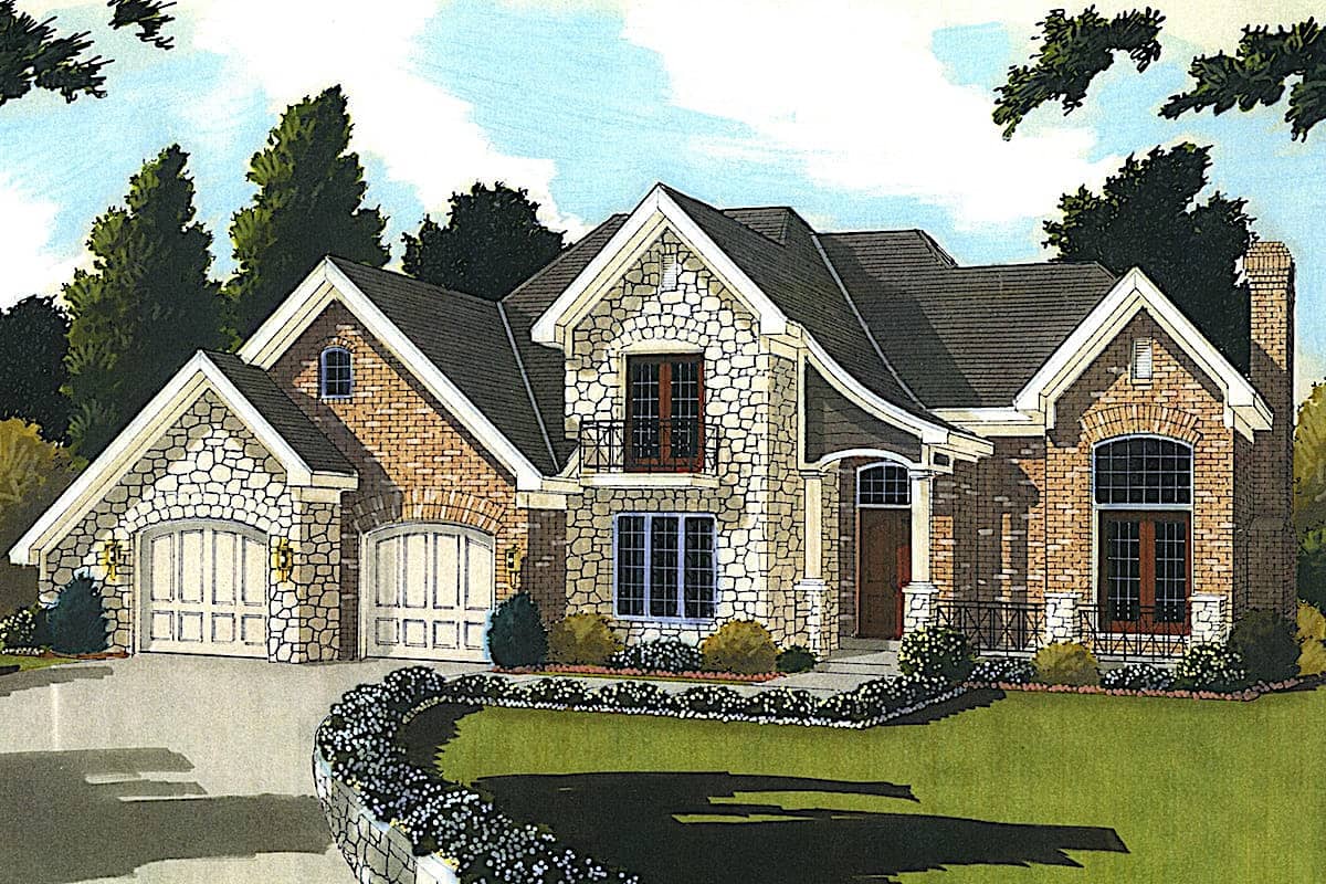 French style home (ThePlanCollection: House Plan #169-1165)