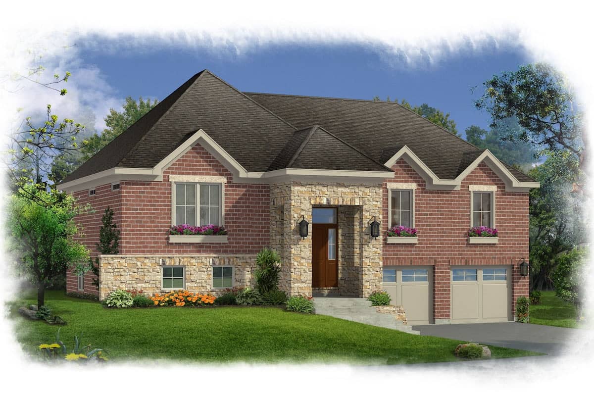 Front elevation of Ranch home (ThePlanCollection: House Plan #169-1167)