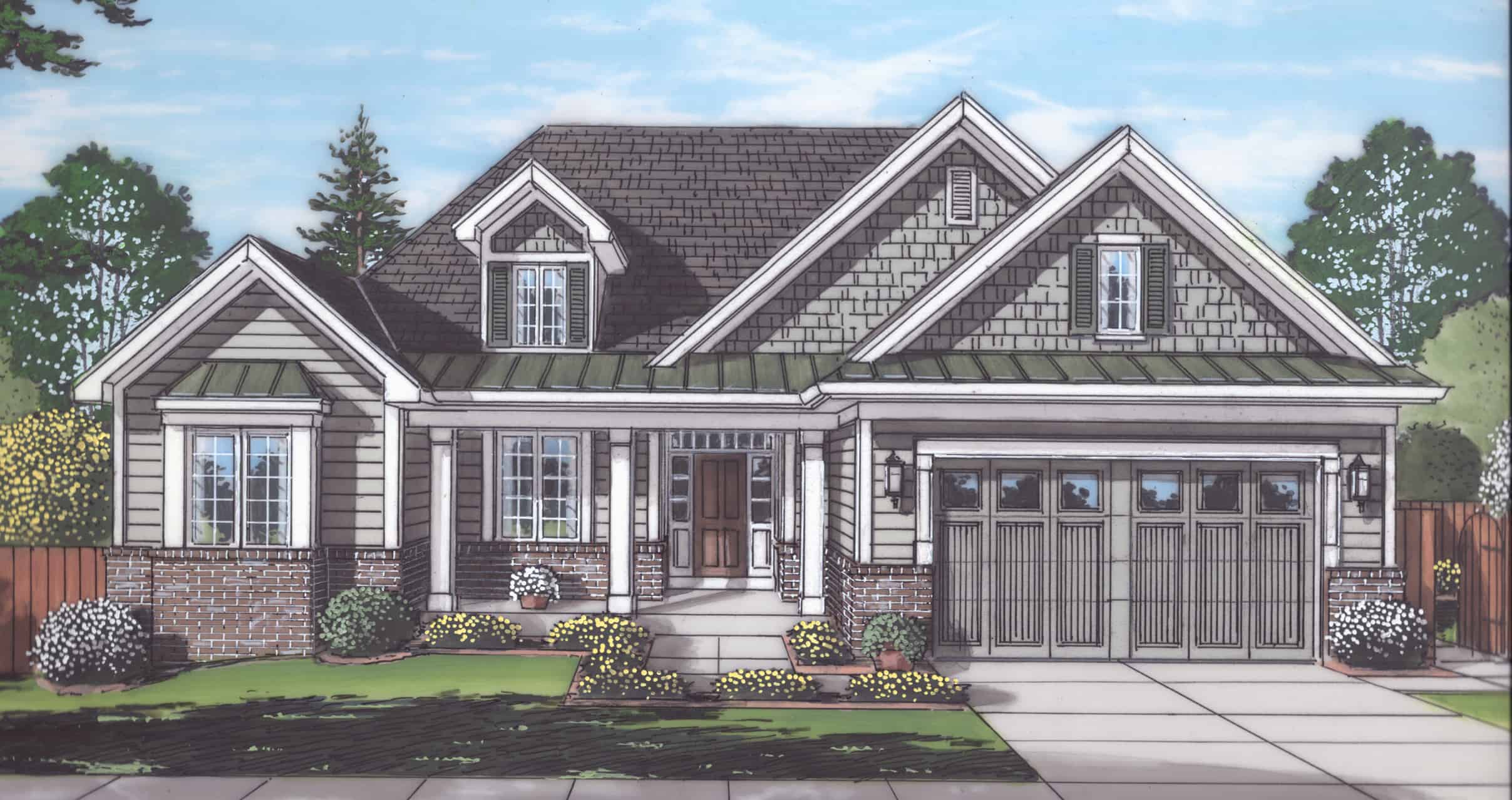 Front elevation of Ranch home (ThePlanCollection: House Plan #169-1180)