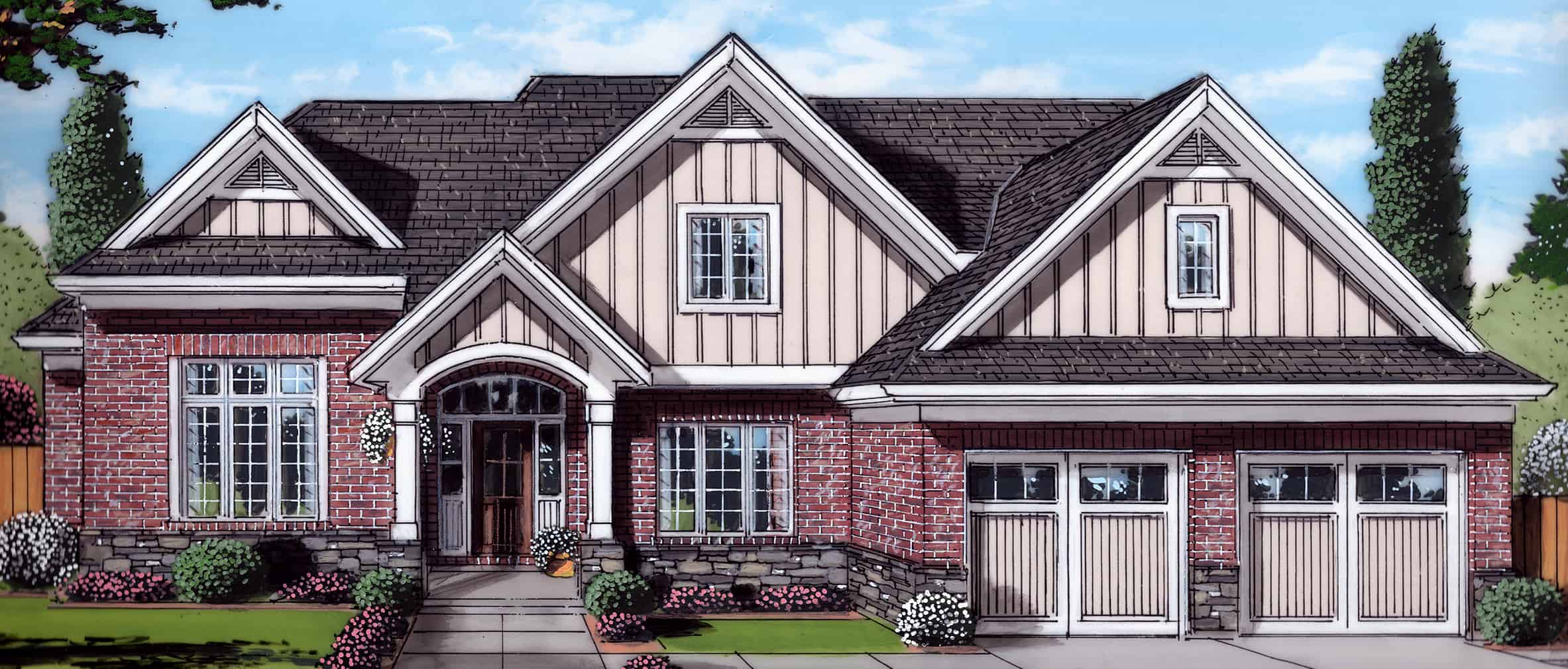 Front elevation of Farmhouse home (ThePlanCollection: House Plan #169-1184)