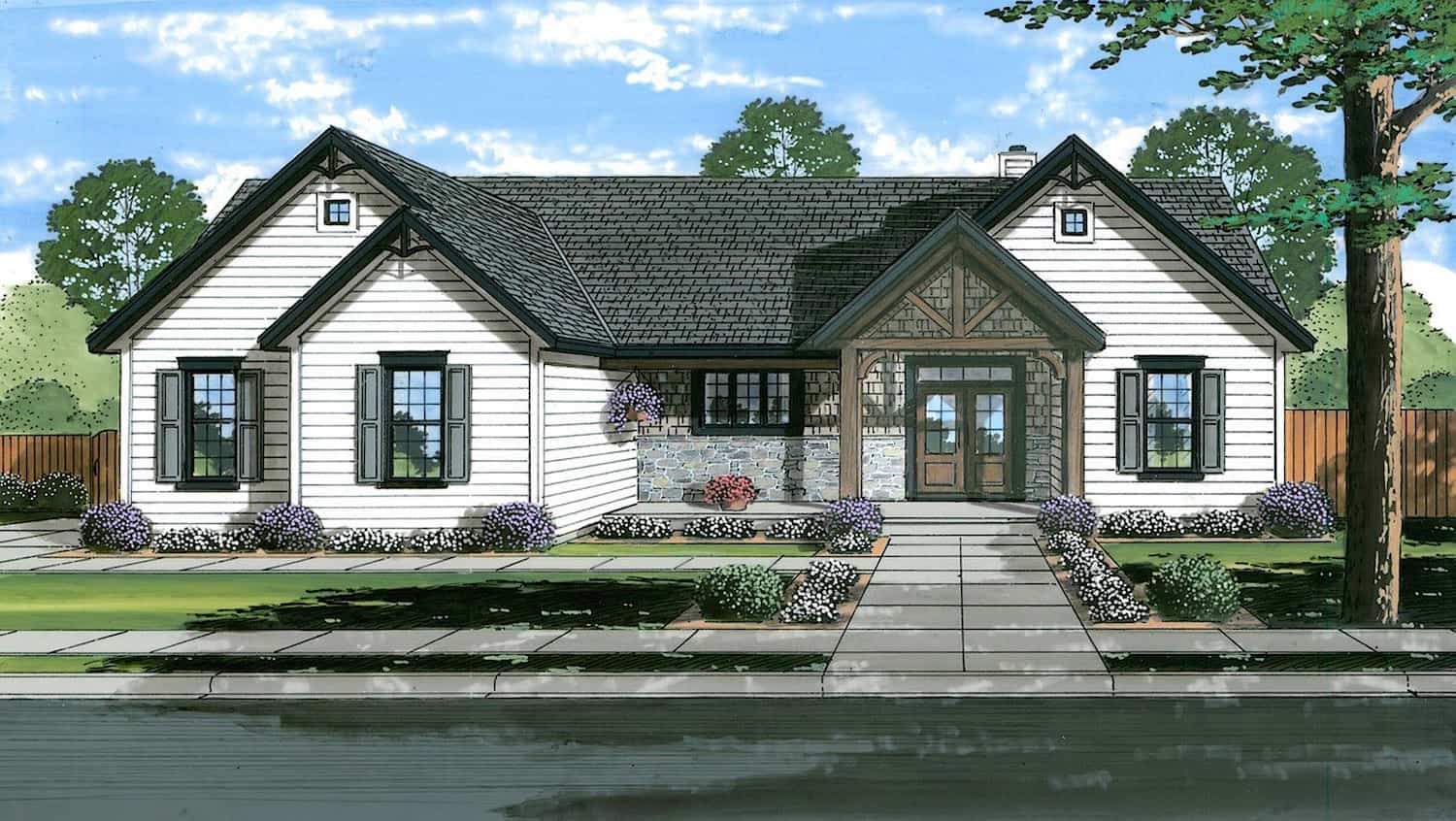 Farmhouse style home design (ThePlanCollection: Plan #169-1190)