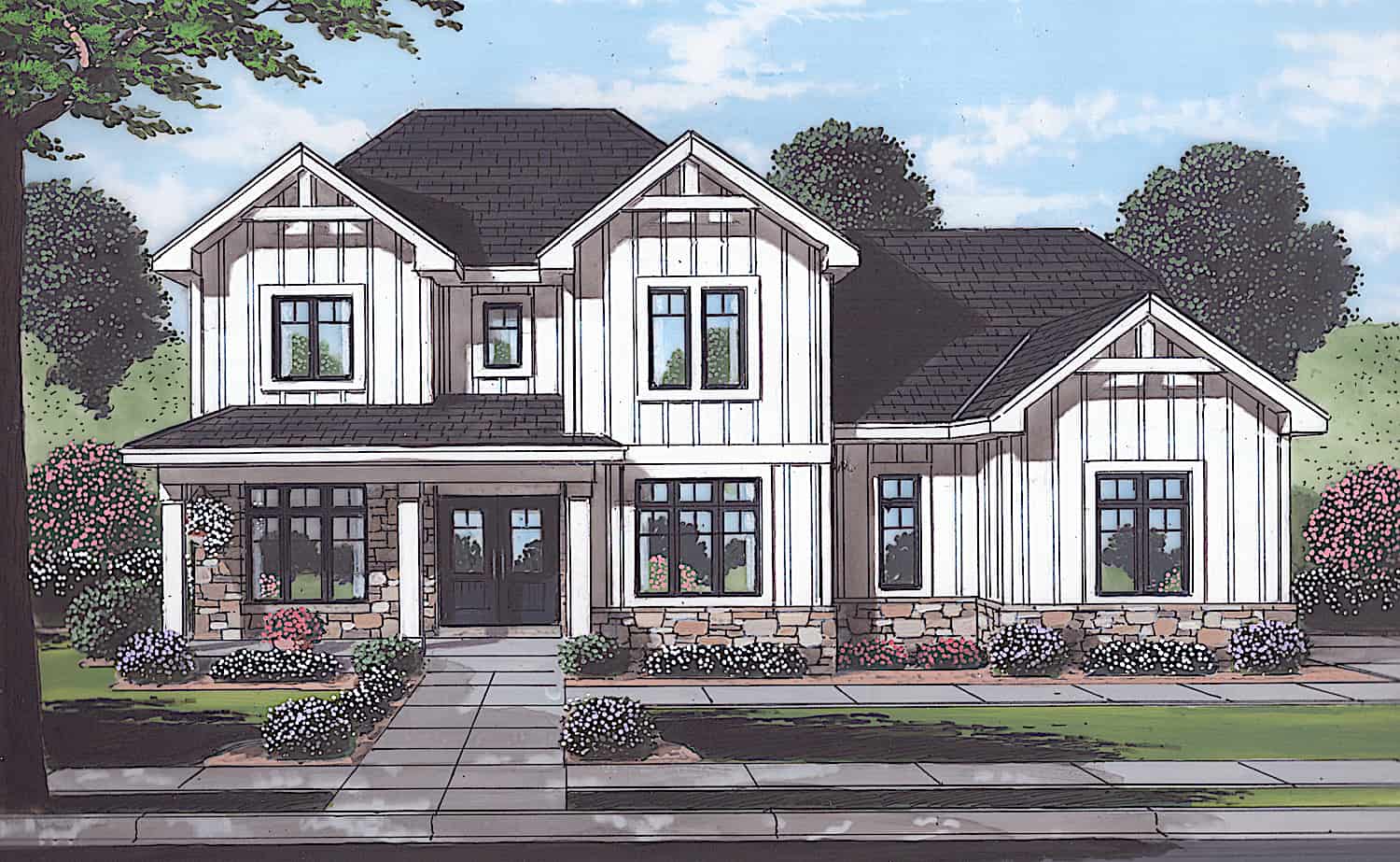 Traditional Farmhouse home design (ThePlanCollection: Plan #169-1194)