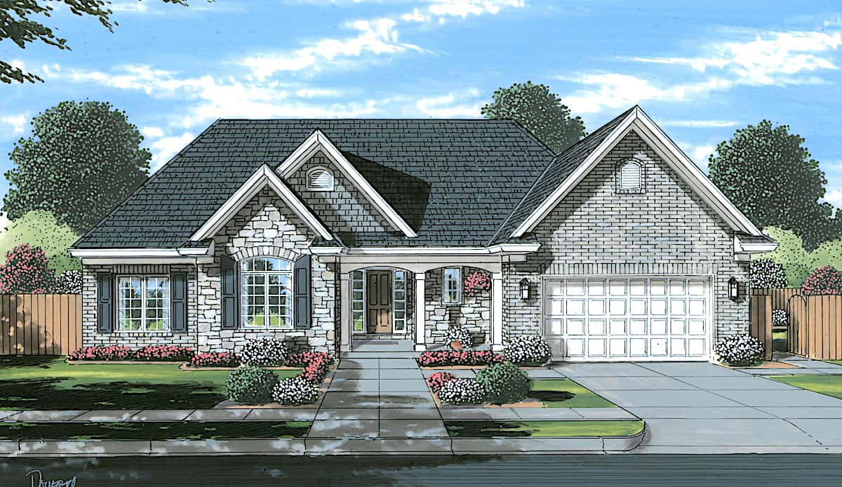 Ranch style house design (ThePlanCollection: Plan #169-1196)