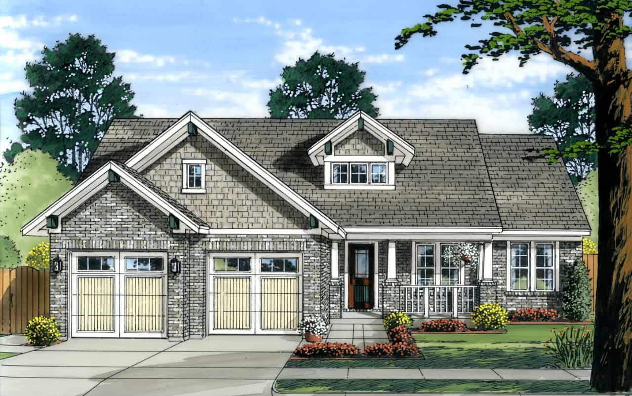 Front elevation of Farmhouse home (ThePlanCollection: House Plan #169-1201)