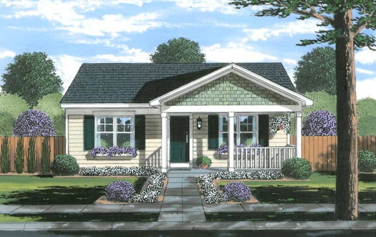 Front elevation of Cottage home (ThePlanCollection: House Plan #169-1203)