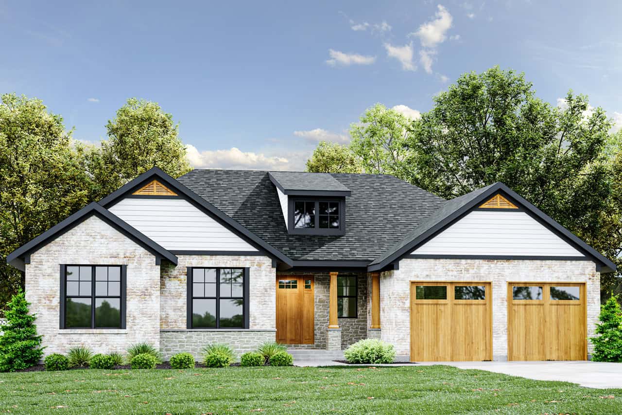 Front elevation of Ranch home (ThePlanCollection: House Plan #169-1206)