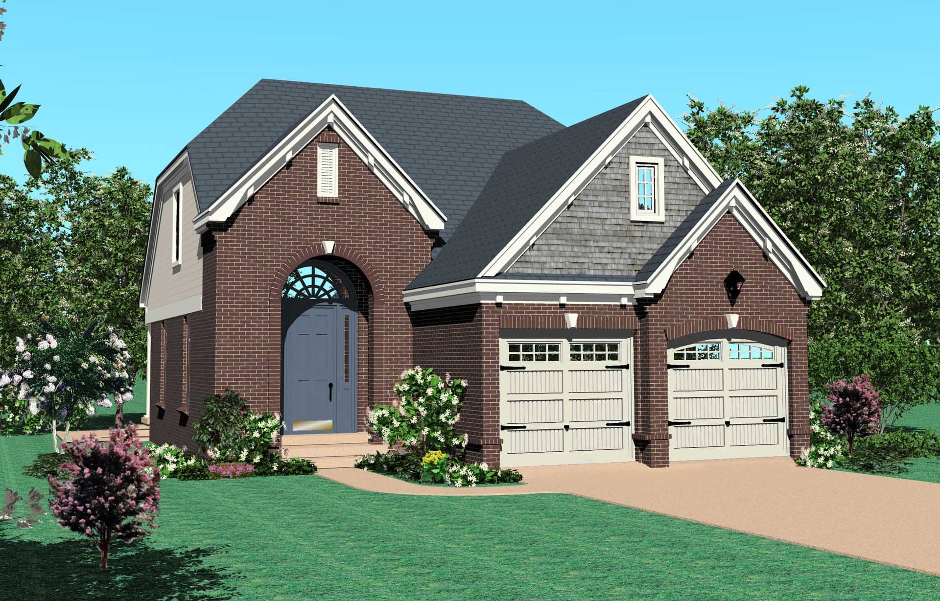 Front view of Country home (ThePlanCollection: House Plan #170-1085)