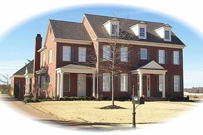 Front view of Georgian home (ThePlanCollection: House Plan #170-1914)