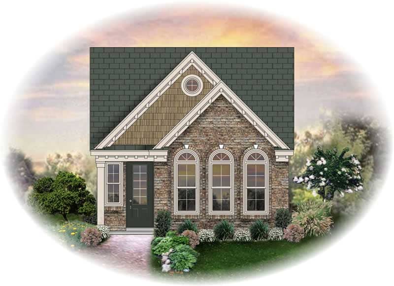 Front view of French home (ThePlanCollection: House Plan #170-2323)