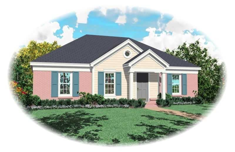 Front view of Small House Plans home (ThePlanCollection: House Plan #170-2887)