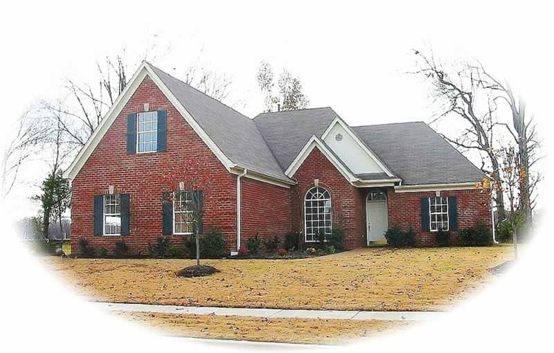 Front view of French home (ThePlanCollection: House Plan #170-3145)