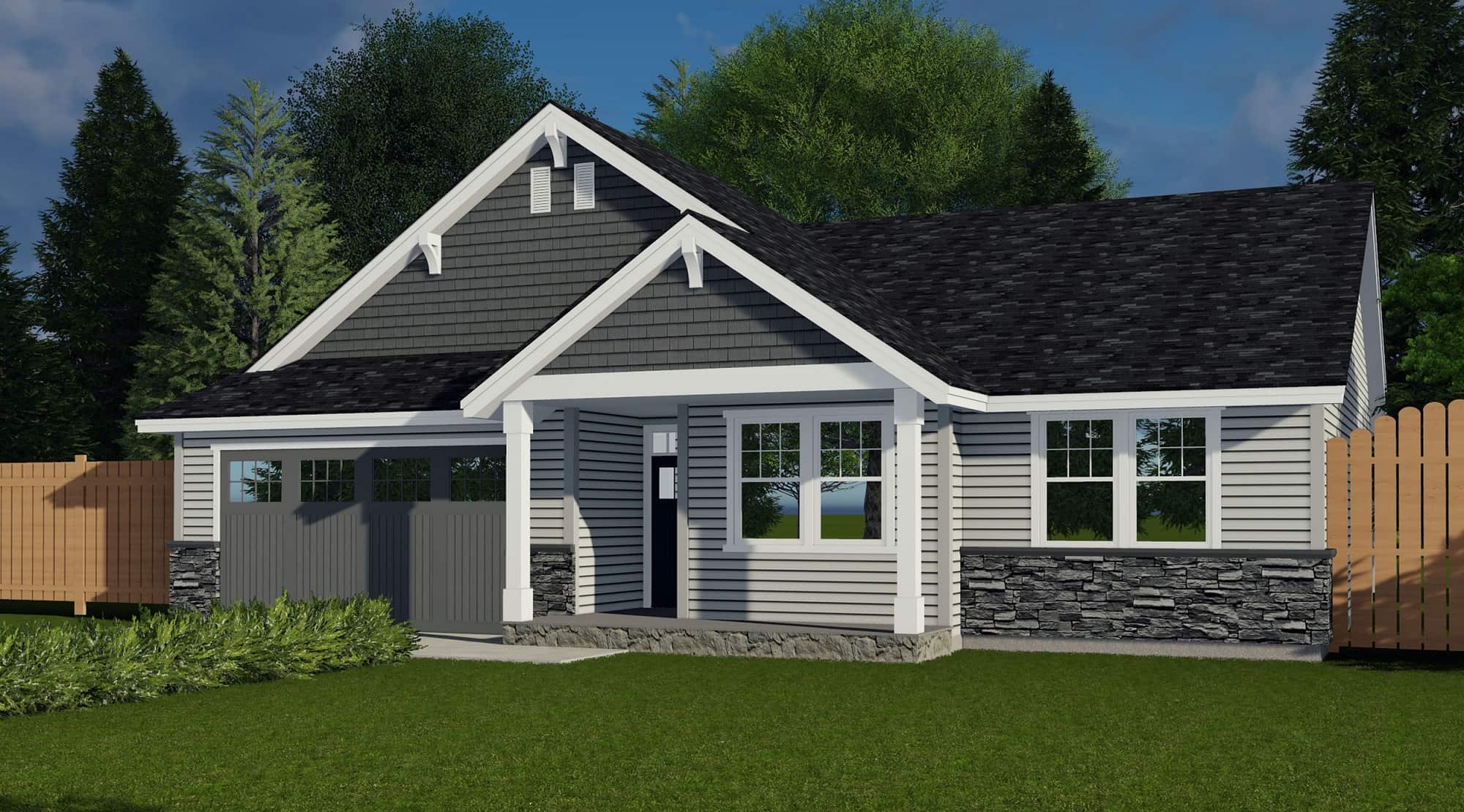 Front elevation of Craftsman home (ThePlanCollection: House Plan #171-1329)