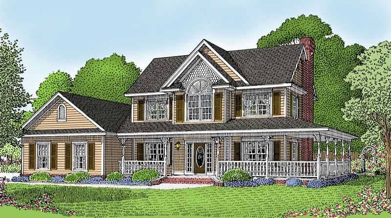 Front elevation of Country home (ThePlanCollection: House Plan #173-1008)