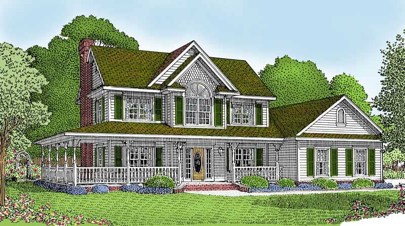Front elevation of Country home (ThePlanCollection: House Plan #173-1015)
