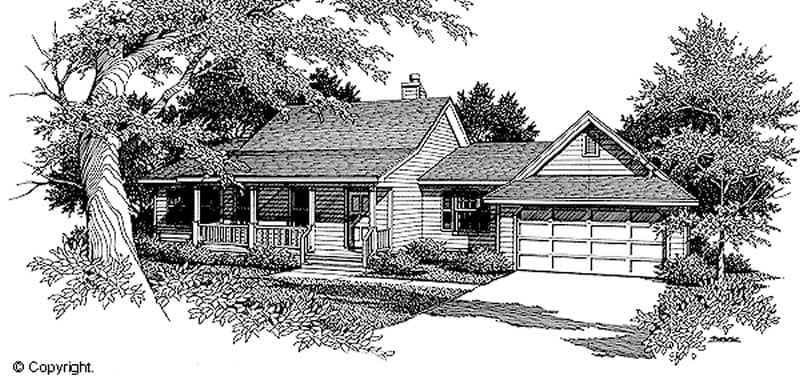 Front elevation of Country home (ThePlanCollection: House Plan #174-1052)