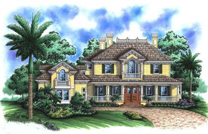 Mediterranean homeplans color rendering.