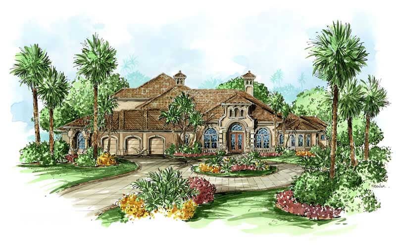 Mediterranean homeplans color rendering.