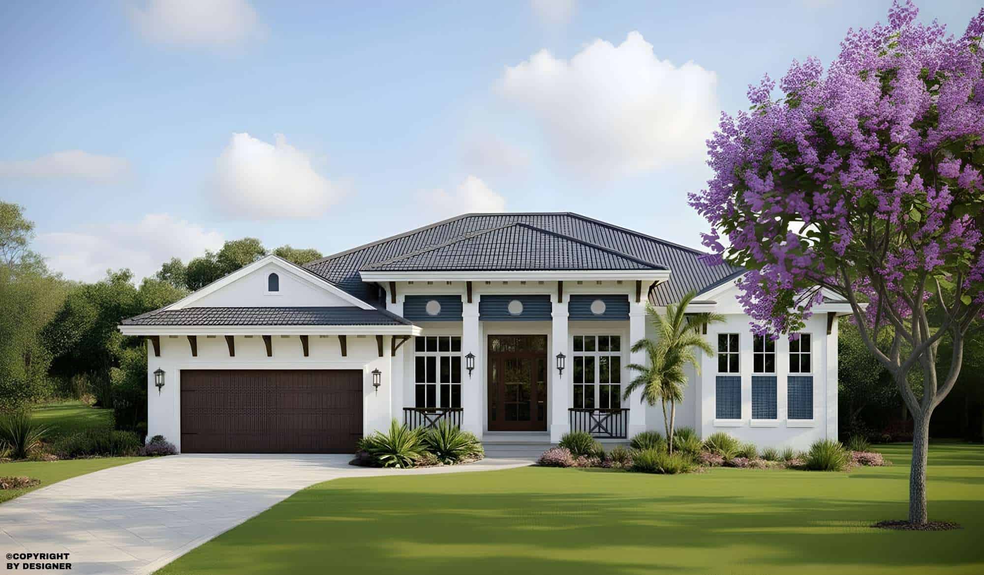 Front elevation of Florida Style home (ThePlanCollection: House Plan #175-1104)