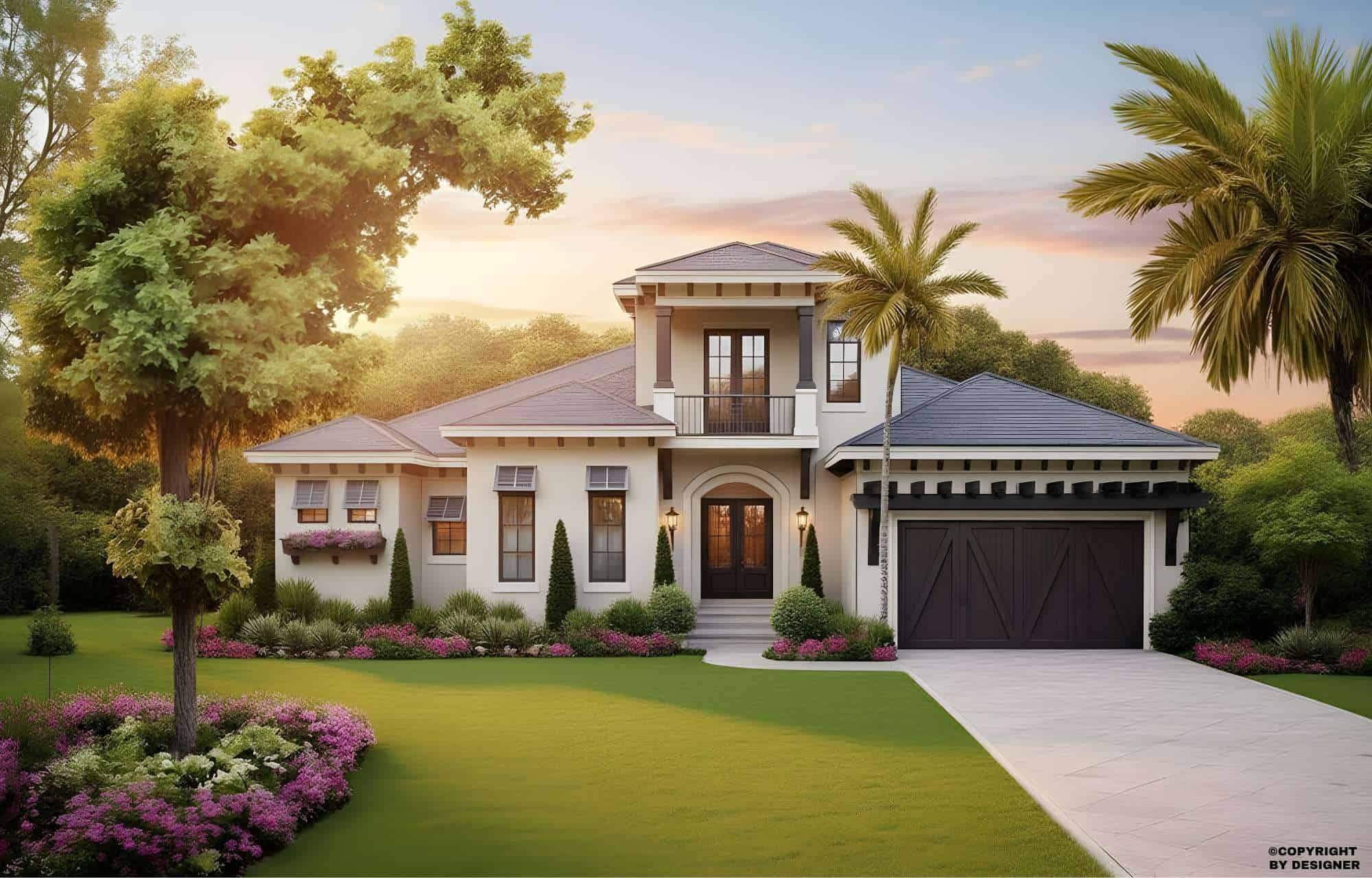 Front elevation of Mediterranean home (ThePlanCollection: House Plan #175-1105)