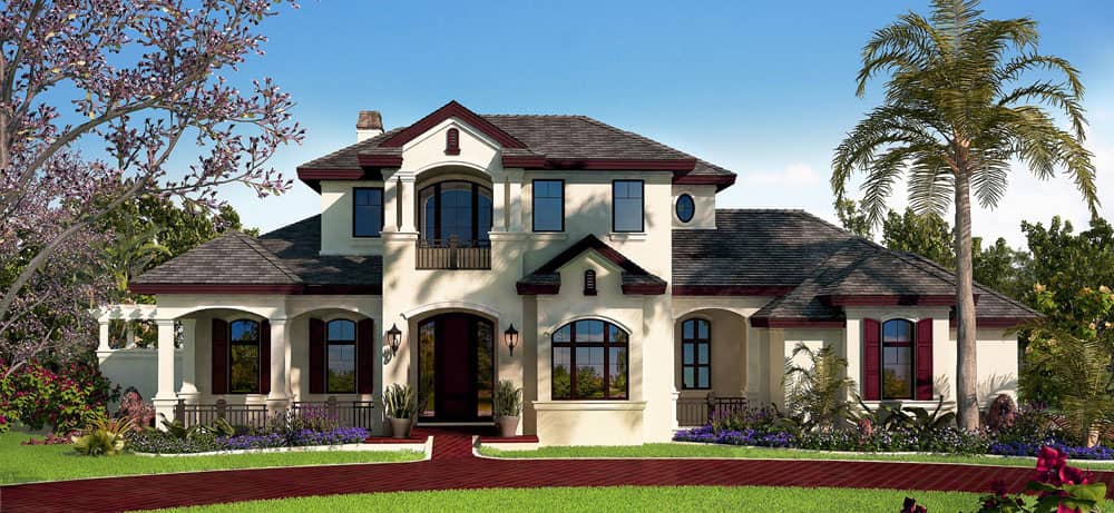 Front elevation of French home (ThePlanCollection: House Plan #175-1124)