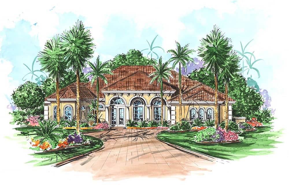 Front elevation of Colonial home (ThePlanCollection: House Plan #175-1142)