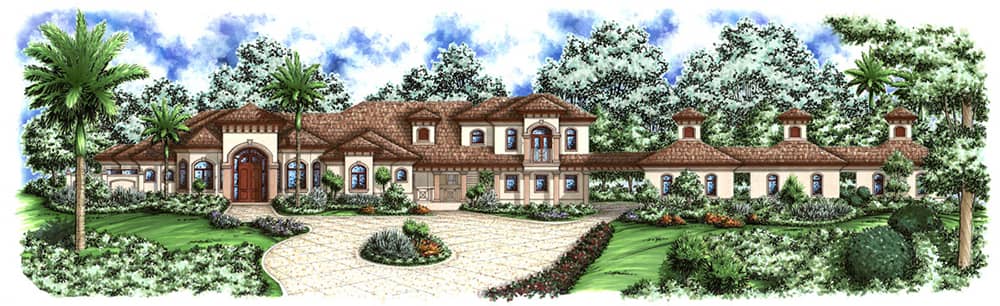 Front elevation of Mediterranean home (ThePlanCollection: House Plan #175-1154)