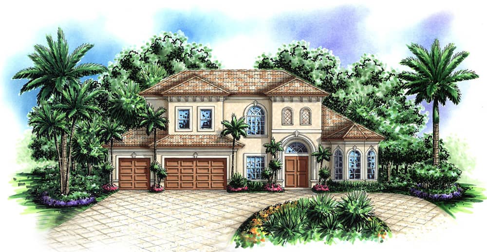 Front elevation of Coastal home (ThePlanCollection: House Plan #175-1163)